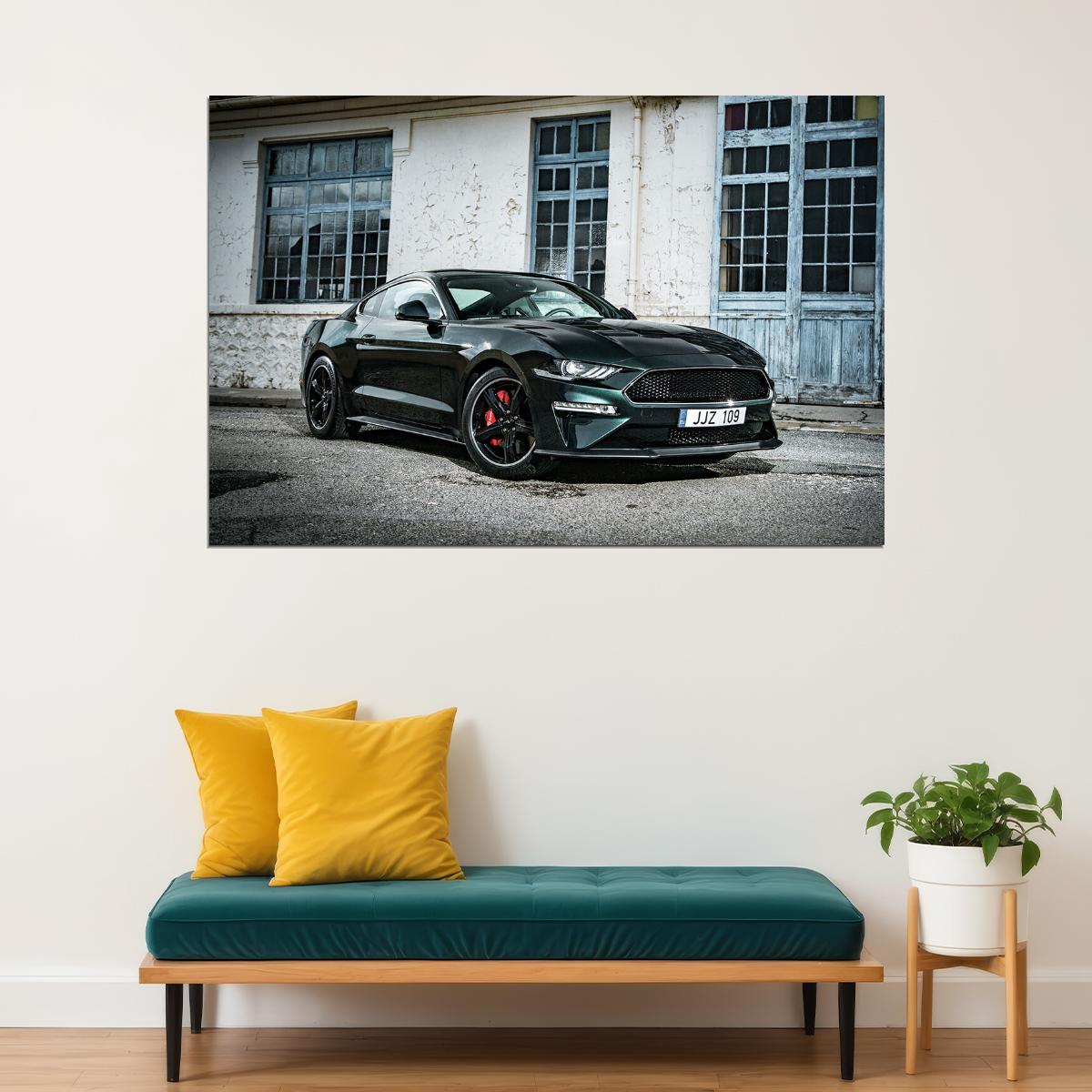 Ford Mustang Bullitt Classic Car Desing Car Poster Wall Art Print Home Wall Decor - xonomax