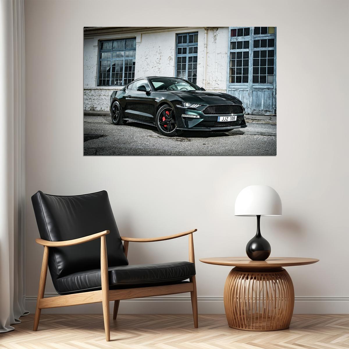 Ford Mustang Bullitt Classic Car Desing Car Poster Wall Art Print Home Wall Decor - xonomax