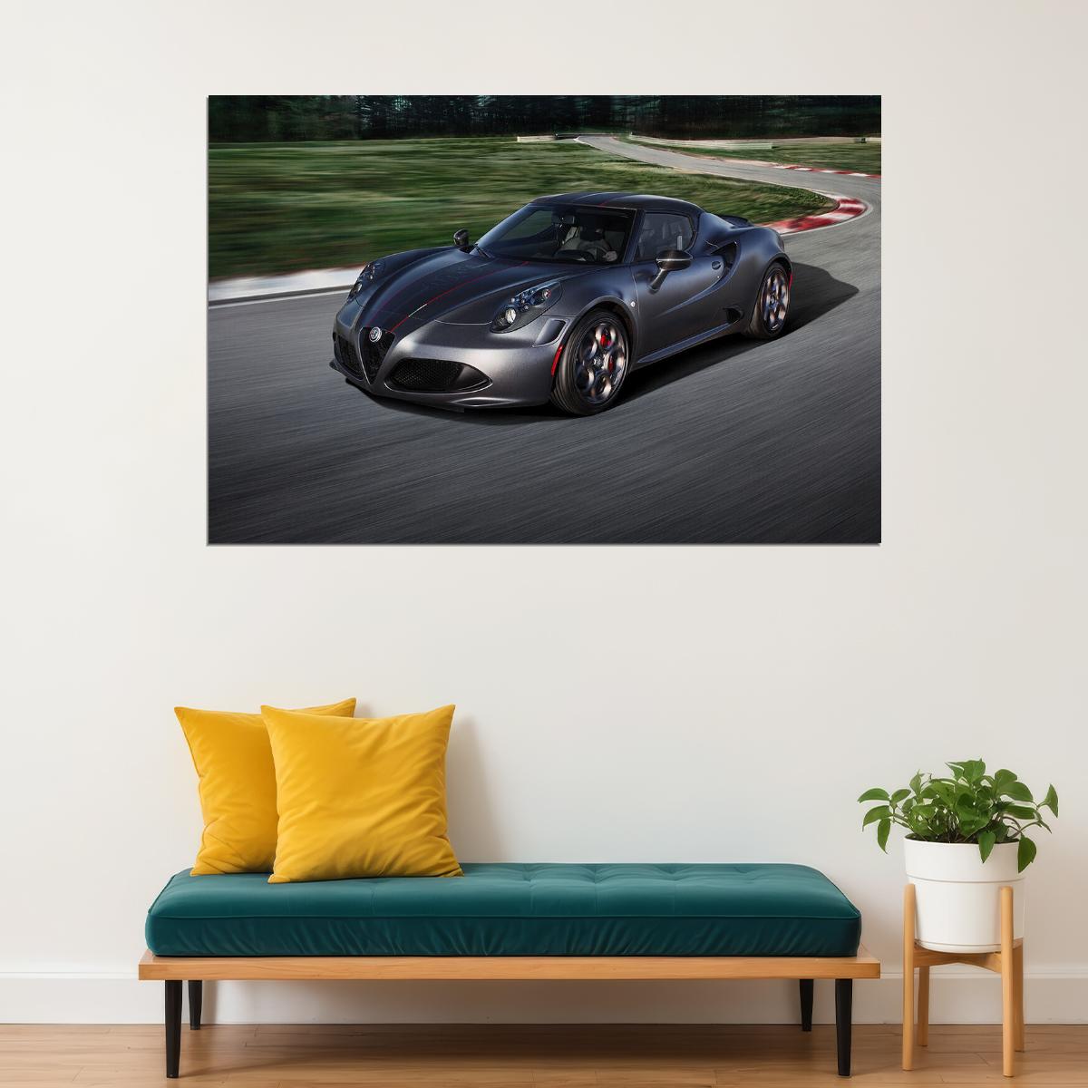 Alfa Romeo 4c Competizione Racing Car Desing Car Poster Wall Art Print Home Wall Decor - xonomax