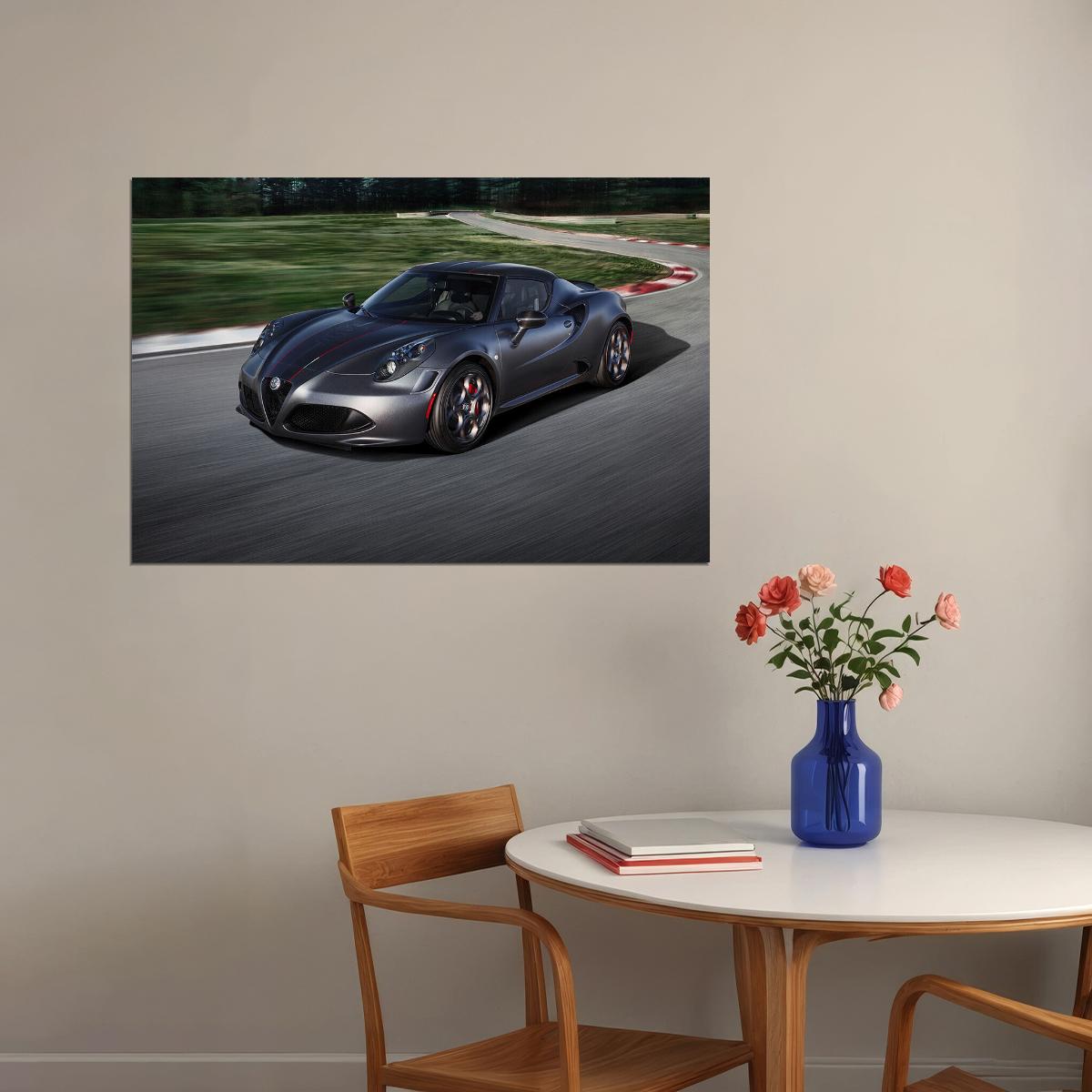 Alfa Romeo 4c Competizione Racing Car Desing Car Poster Wall Art Print Home Wall Decor - xonomax
