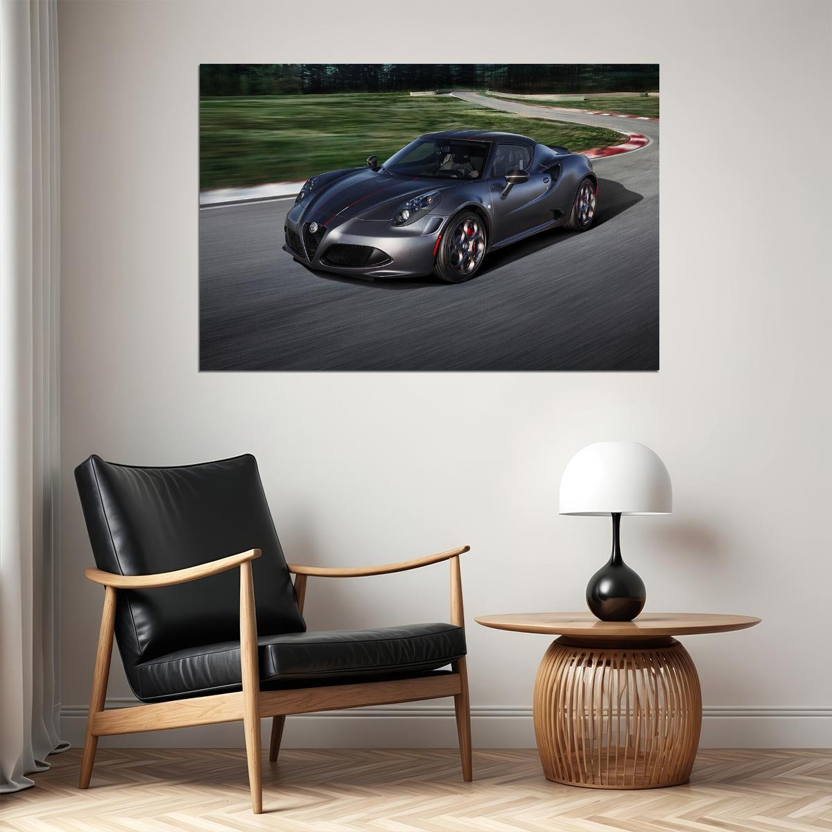 Alfa Romeo 4c Competizione Racing Car Desing Car Poster Wall Art Print Home Wall Decor - xonomax
