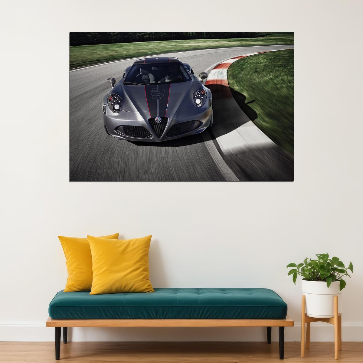 Alfa Romeo 4c Competizione Racing Car Auto Poster Wall Art Print Home Wall Decor - xonomax
