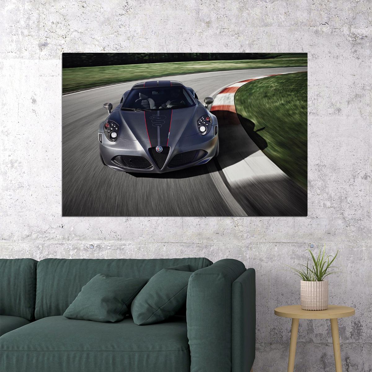 Alfa Romeo 4c Competizione Racing Car Auto Poster Wall Art Print Home Wall Decor - xonomax