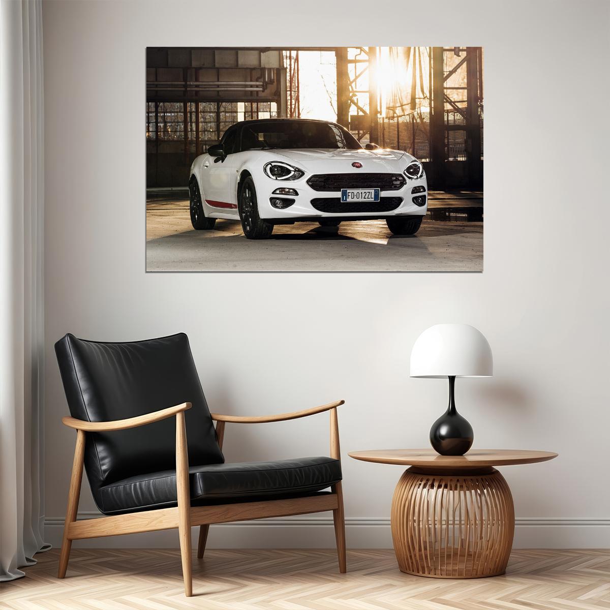 Fiat 124 Spider S Design Sports Car Auto Poster Wall Art Print Home Wall Decor - xonomax