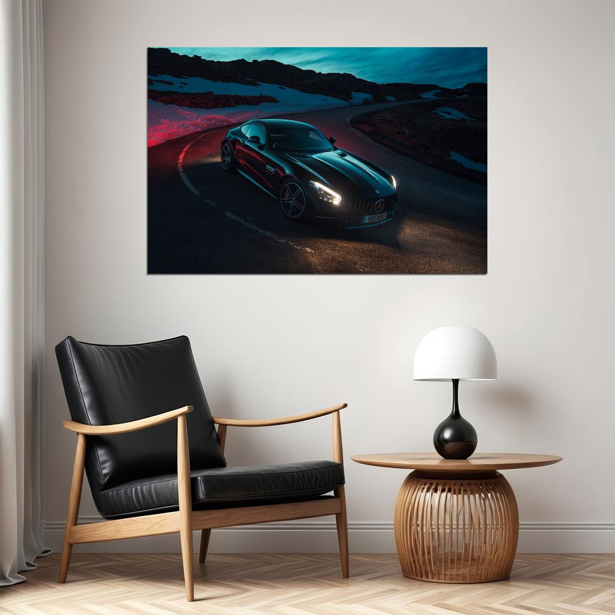 Mercedes Amg Gt C Classic Car Luxury Car Poster Wall Art Print Home Wall Decor - xonomax