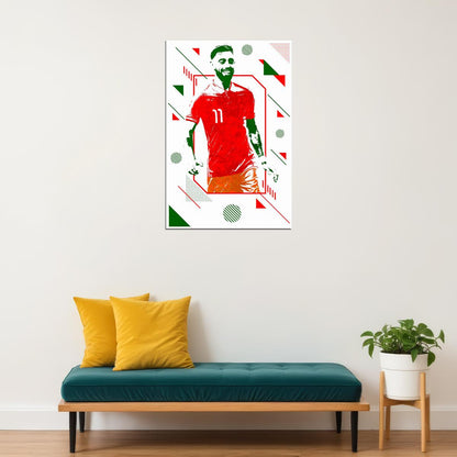 Bruno Fernandes Portugal Soccer Player Sports Poster Wall Art Print Home Wall Decor - xonomax