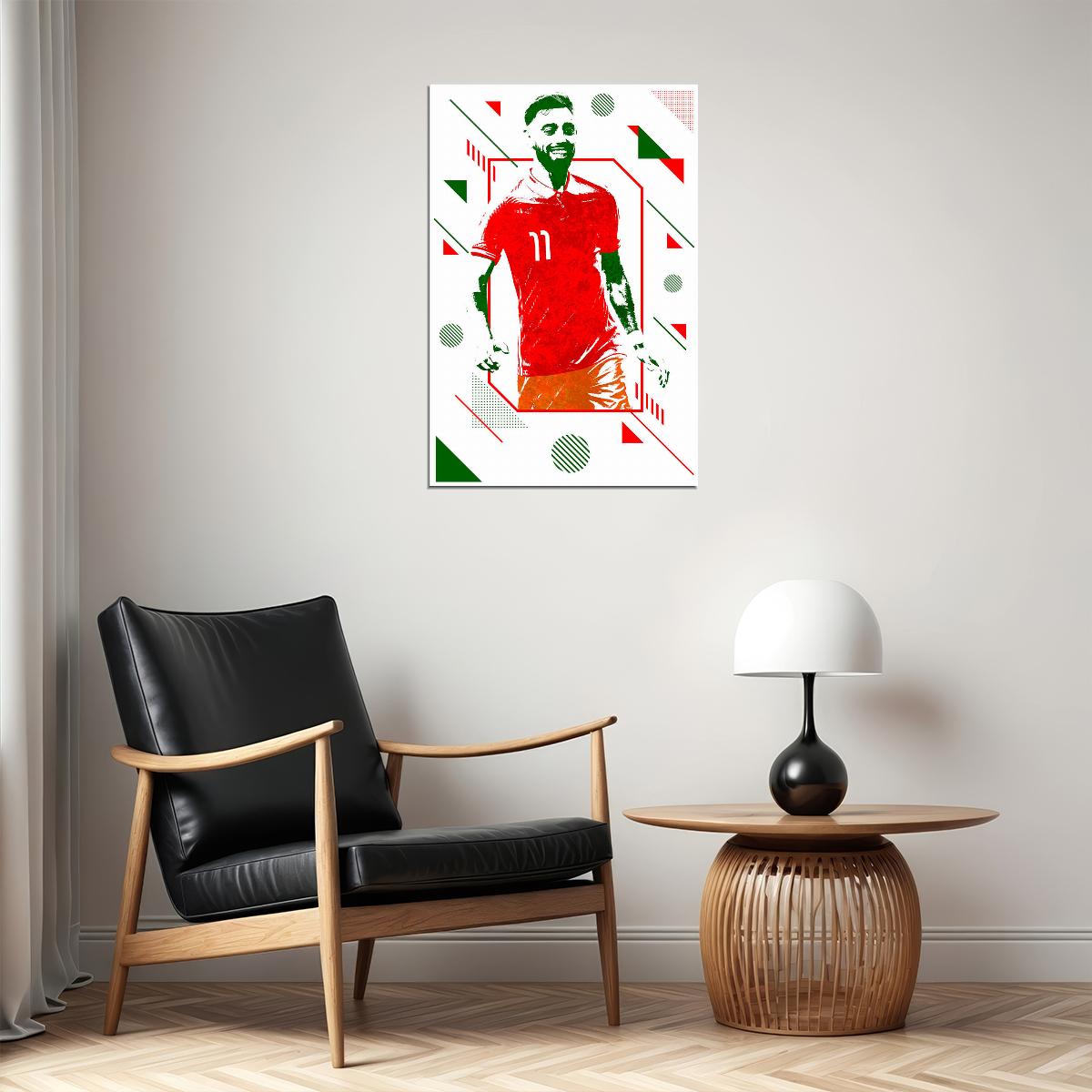 Bruno Fernandes Portugal Soccer Player Sports Poster Wall Art Print Home Wall Decor - xonomax