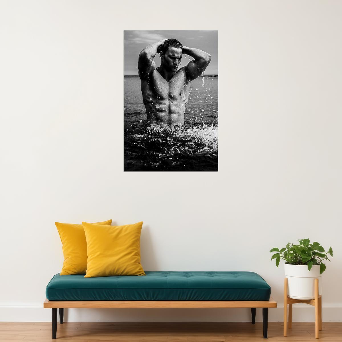 Tim In Water Sexy Male Model Fashion Picture Poster Wall Art Print Home Wall Decor - xonomax