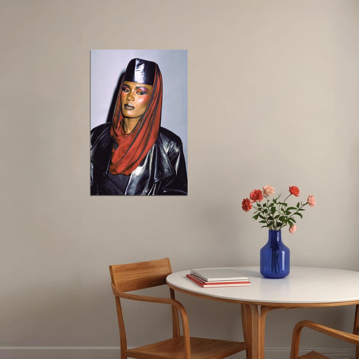 Grace Jones 1986 In Leather Jacket Artist Singer Poster Wall Art Print Home Wall Decor - xonomax
