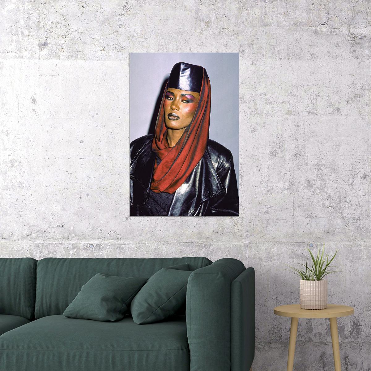Grace Jones 1986 In Leather Jacket Artist Singer Poster Wall Art Print Home Wall Decor - xonomax