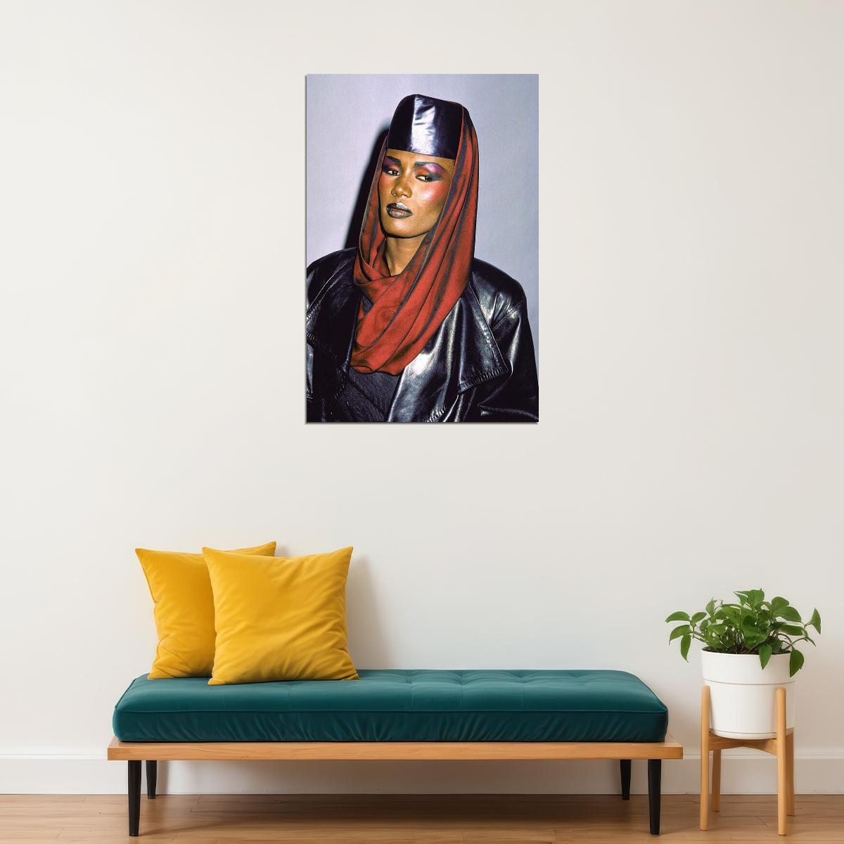 Grace Jones 1986 In Leather Jacket Artist Singer Poster Wall Art Print Home Wall Decor - xonomax
