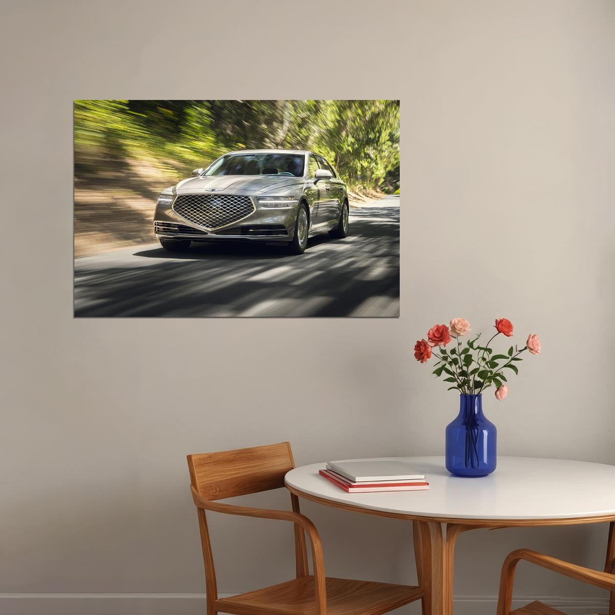 Genesis G90 Luxury Sedan Poster Wall Art Print Home Wall Decor - xonomax