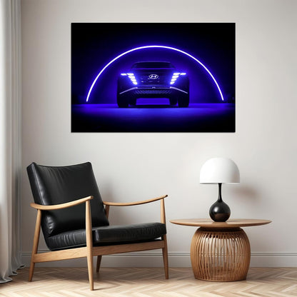 Hyundai Vision T Concept Blue Neon Lights Poster Wall Art Print Home Wall Decor - xonomax