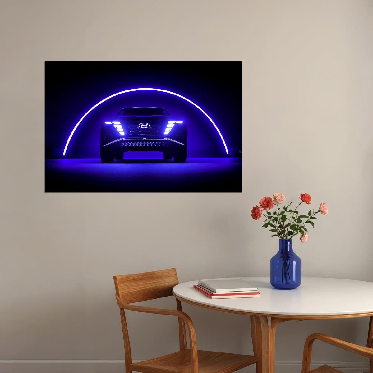 Hyundai Vision T Concept Blue Neon Lights Poster Wall Art Print Home Wall Decor - xonomax