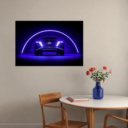 Hyundai Vision T Concept Blue Neon Lights Poster Wall Art Print Home Wall Decor - xonomax