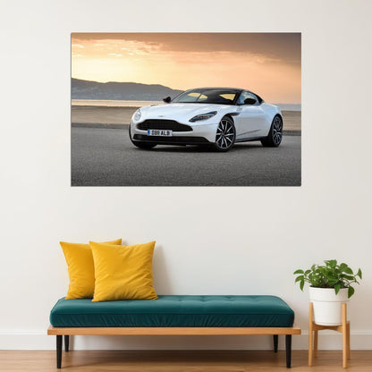 Aston Martin Db11 V8 White Sunset Poster Wall Art Print Home Wall Decor - xonomax