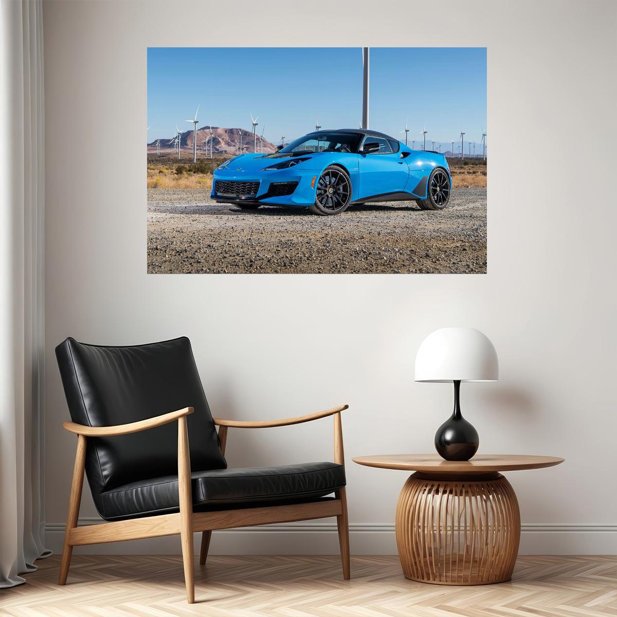 Lotus Evora Gt Blue Sport Car Windmills Poster Wall Art Print Home Wall Decor - xonomax