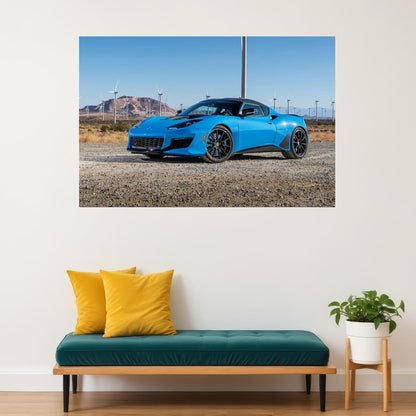 Lotus Evora Gt Blue Sport Car Windmills Poster Wall Art Print Home Wall Decor - xonomax