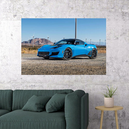 Lotus Evora Gt Blue Sport Car Windmills Poster Wall Art Print Home Wall Decor - xonomax