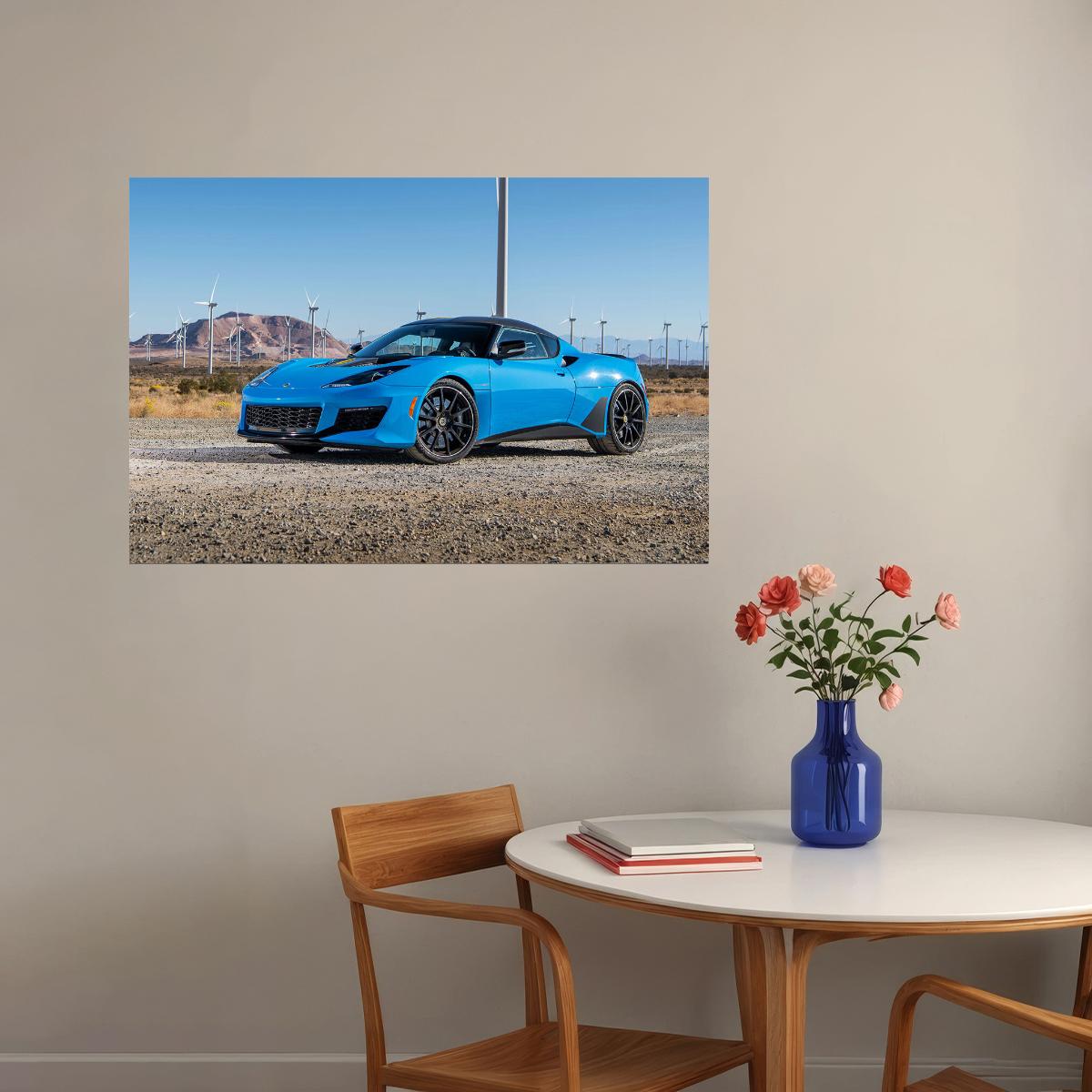 Lotus Evora Gt Blue Sport Car Windmills Poster Wall Art Print Home Wall Decor - xonomax