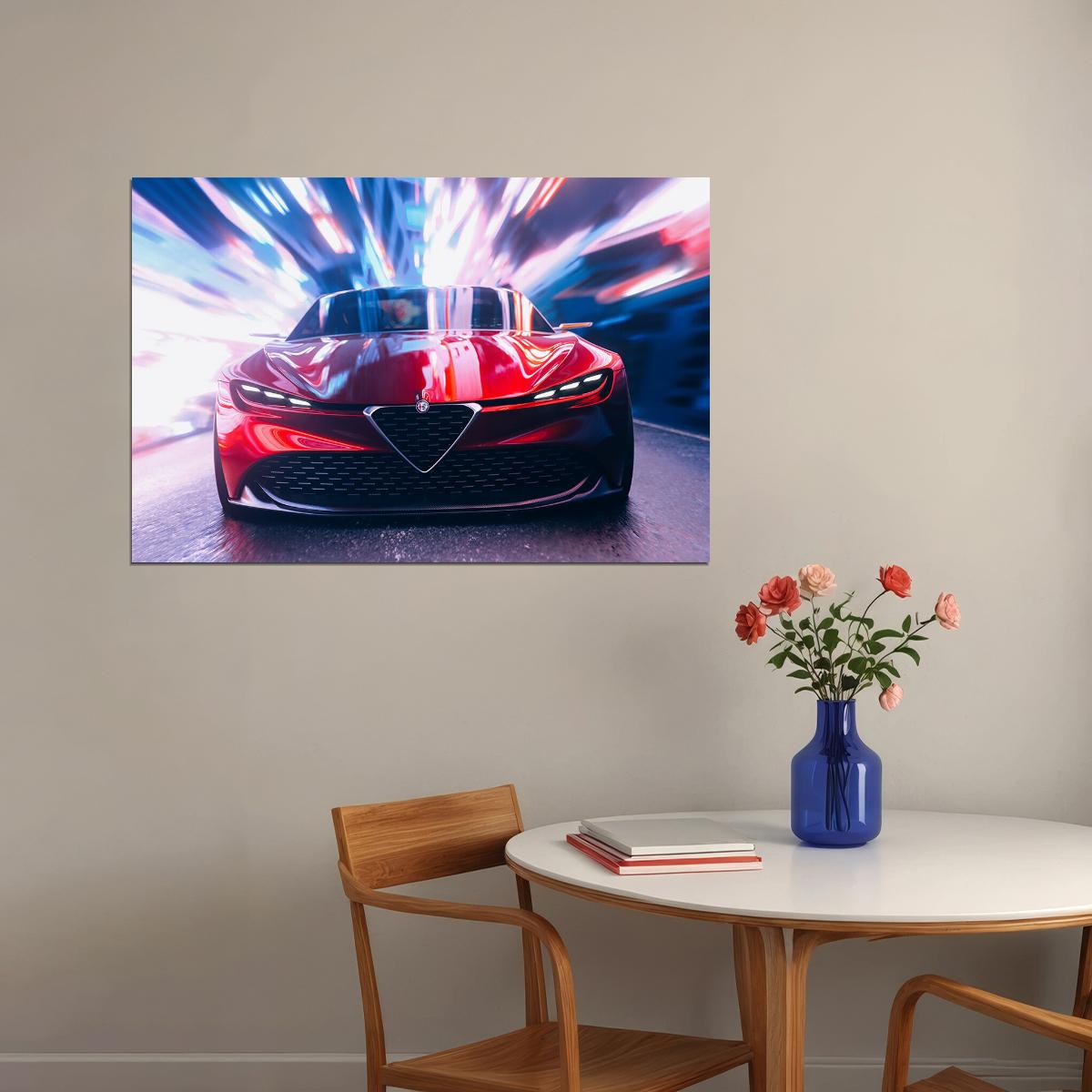 Alfa Romeo Zagato Cgi Red Car Poster Wall Art Print Home Wall Decor - xonomax
