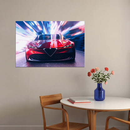 Alfa Romeo Zagato Cgi Red Car Poster Wall Art Print Home Wall Decor - xonomax