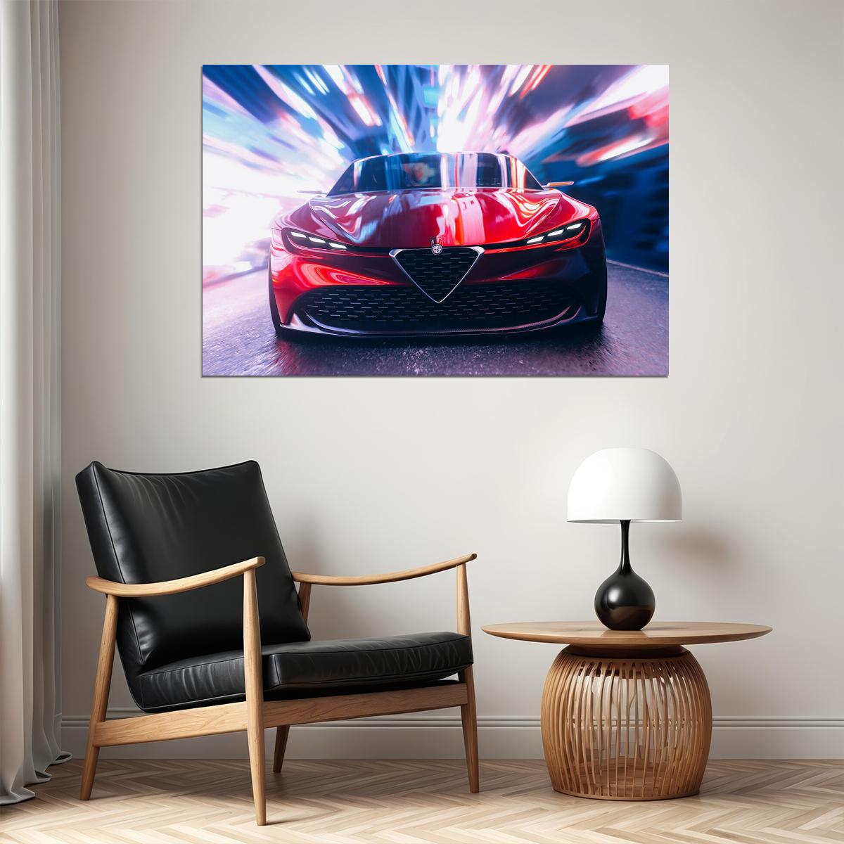 Alfa Romeo Zagato Cgi Red Car Poster Wall Art Print Home Wall Decor - xonomax