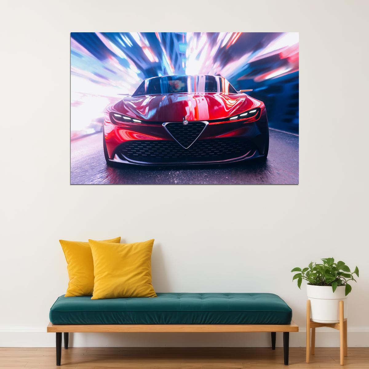 Alfa Romeo Zagato Cgi Red Car Poster Wall Art Print Home Wall Decor - xonomax