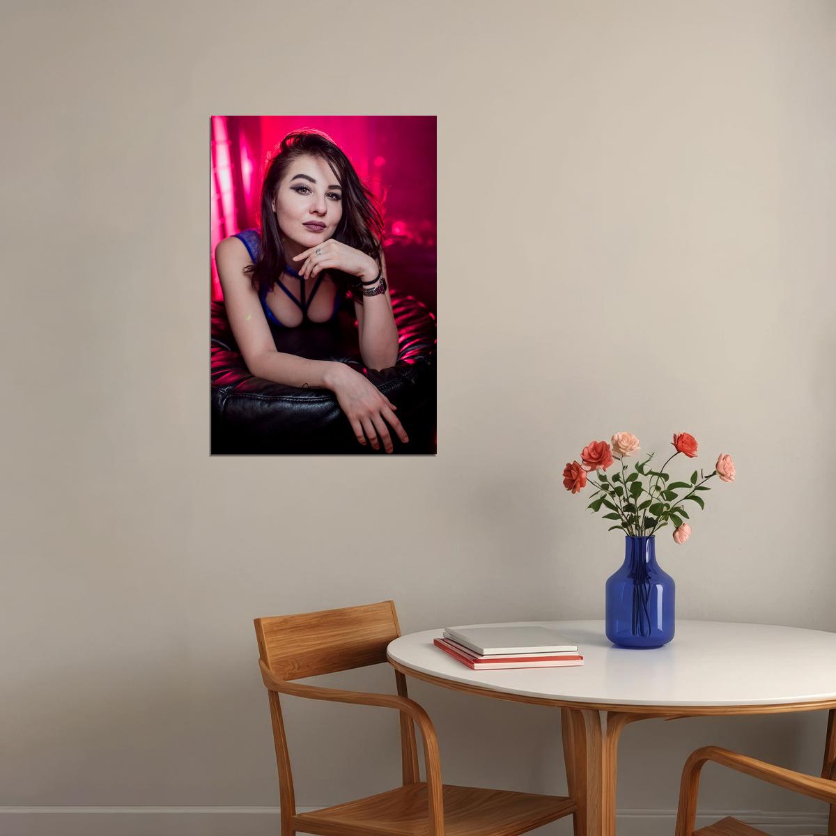 Club Paradise Sexy Female Model Red Background Poster Wall Art Print Home Wall Decor - xonomax