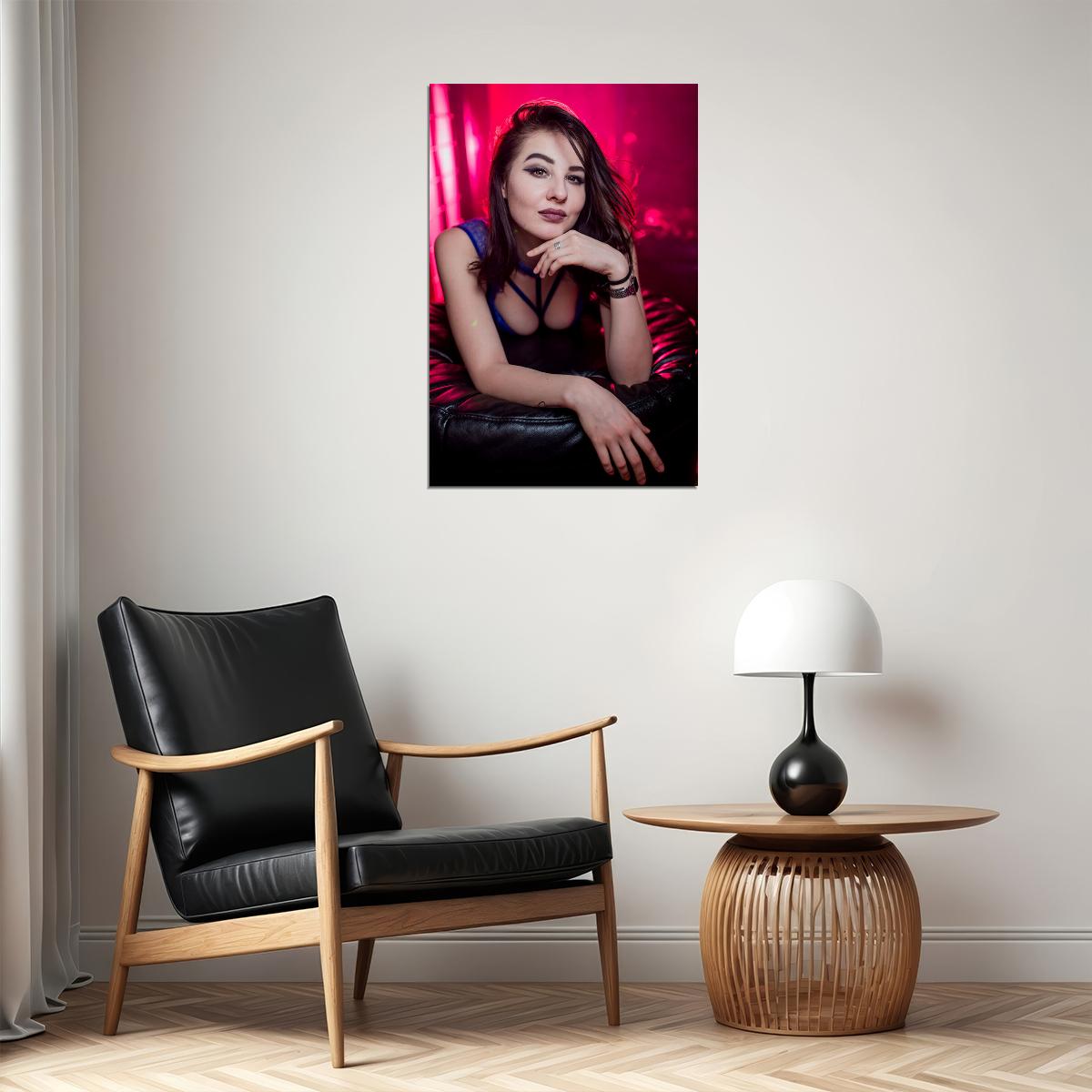 Club Paradise Sexy Female Model Red Background Poster Wall Art Print Home Wall Decor - xonomax