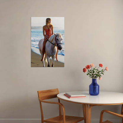 Down By The Sea Lady With Horse Nature Poster Wall Art Print Home Wall Decor - xonomax