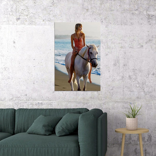 Down By The Sea Lady With Horse Nature Poster Wall Art Print Home Wall Decor - xonomax