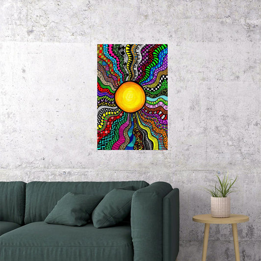 Psychedelic Sleeping Sun Color Figure Poster Wall Art Print Home Wall Decor - xonomax