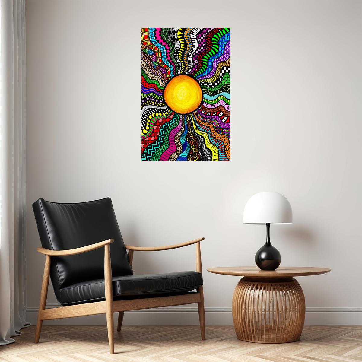 Psychedelic Sleeping Sun Color Figure Poster Wall Art Print Home Wall Decor - xonomax