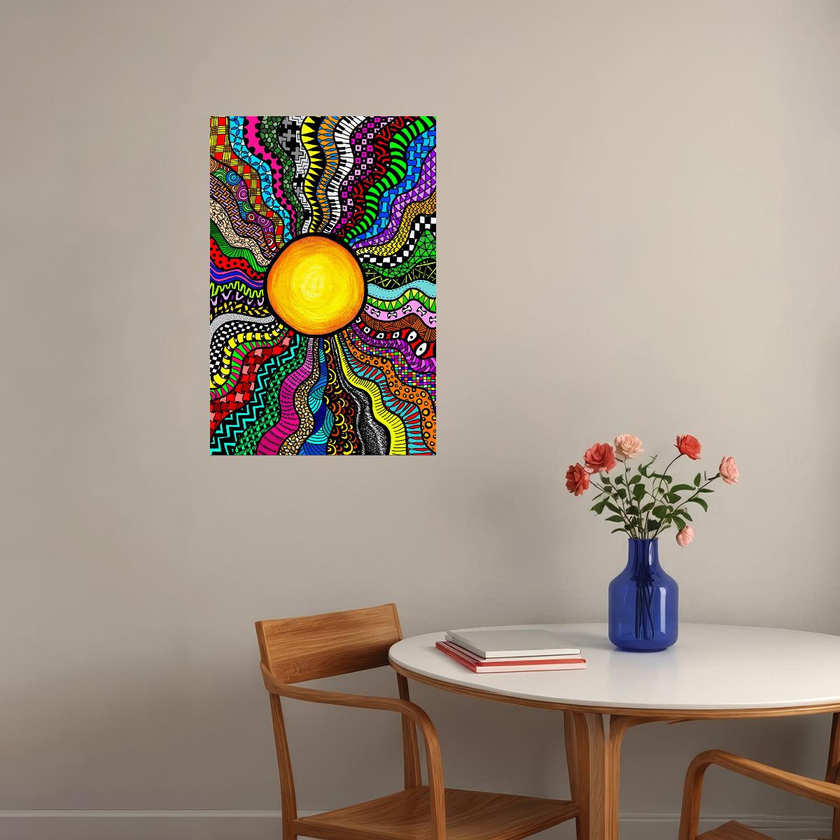 Psychedelic Sleeping Sun Color Figure Poster Wall Art Print Home Wall Decor - xonomax