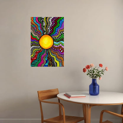 Psychedelic Sleeping Sun Color Figure Poster Wall Art Print Home Wall Decor - xonomax