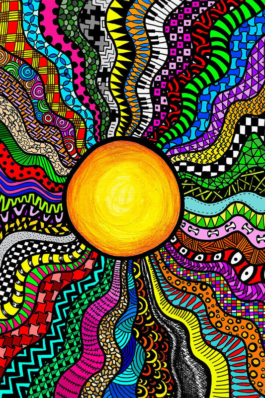 Psychedelic Sleeping Sun Color Figure Poster Wall Art Print Home Wall Decor - xonomax
