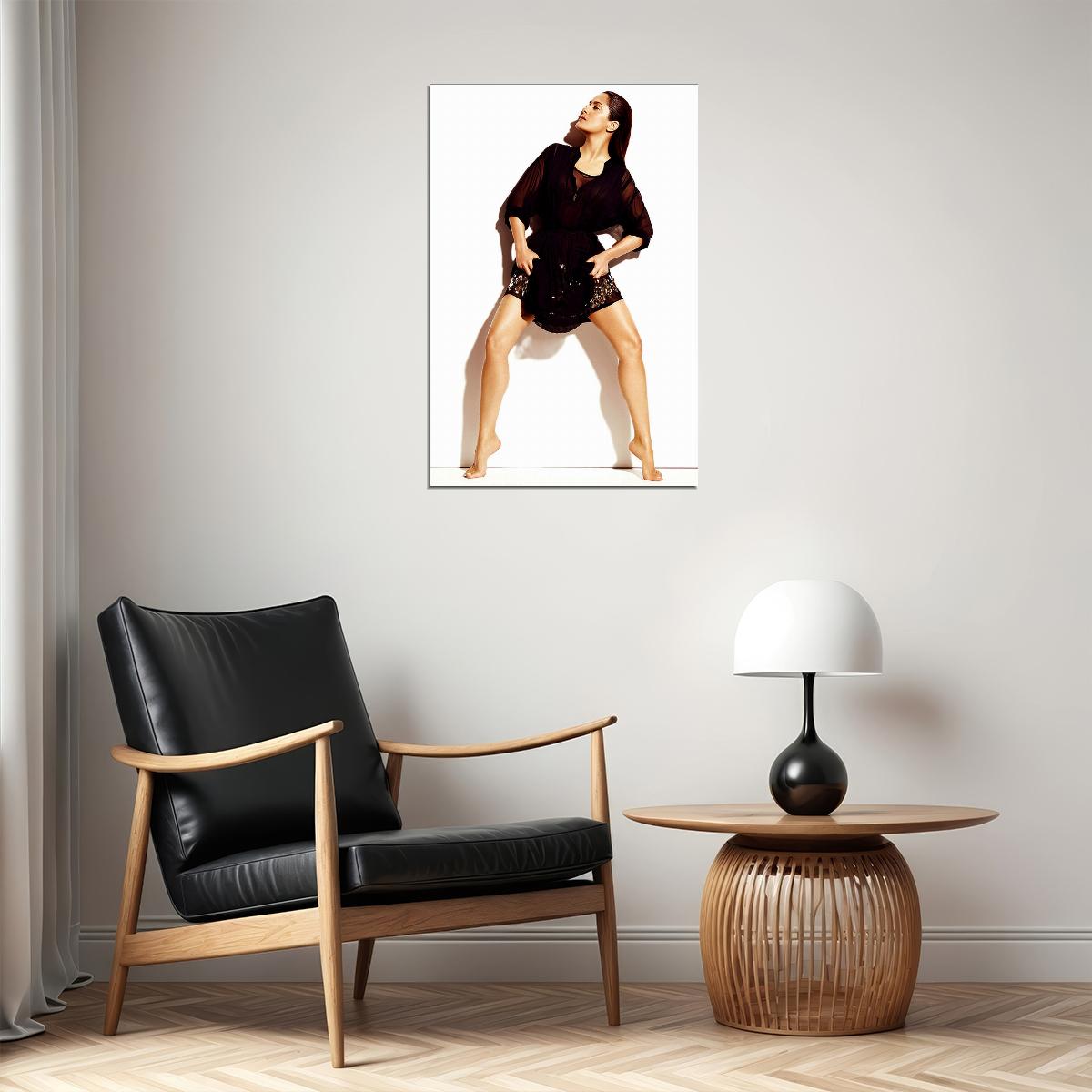 Actress Salma Hayek Black Low Cut Dress Artist Poster Wall Art Print Home Wall Decor - xonomax