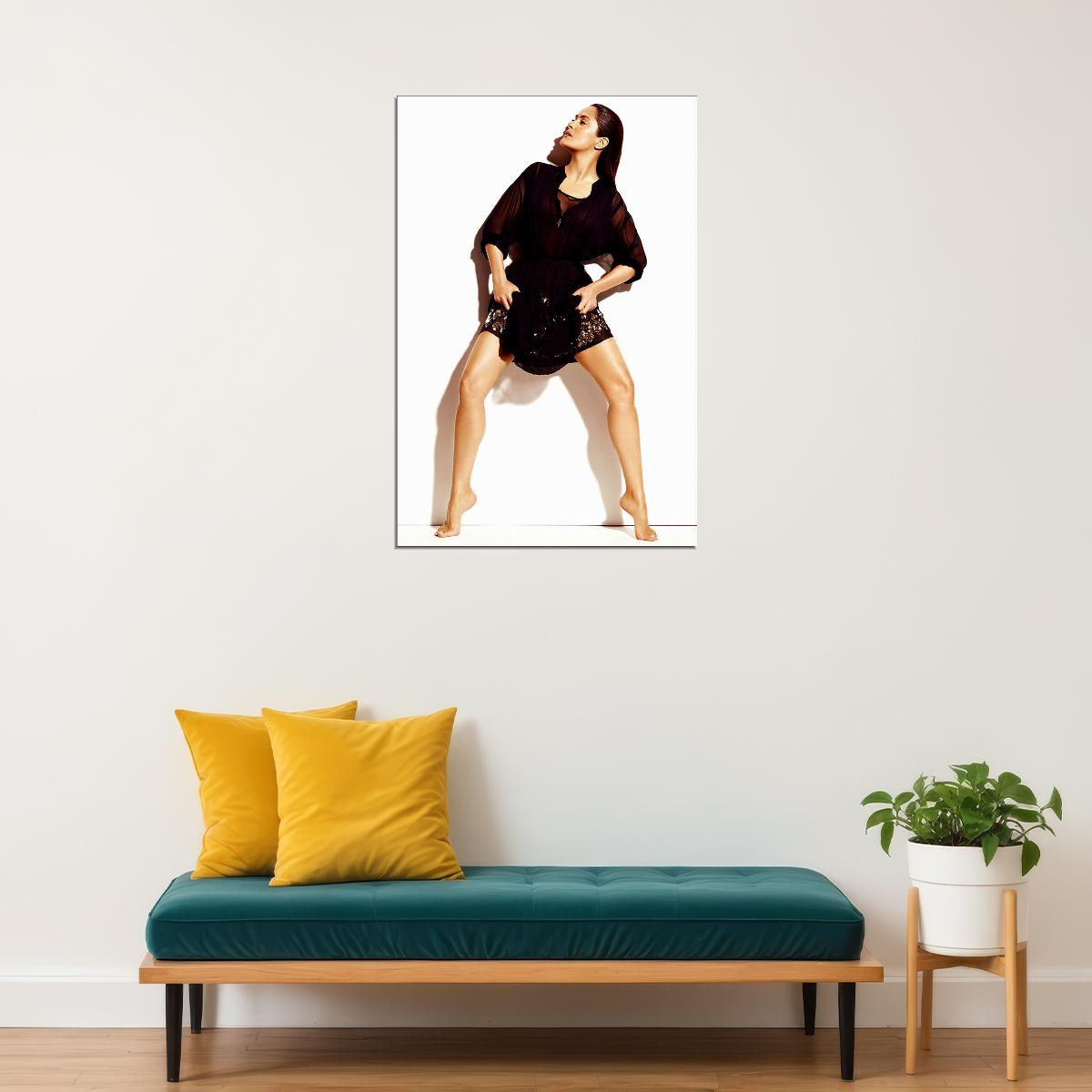 Actress Salma Hayek Black Low Cut Dress Artist Poster Wall Art Print Home Wall Decor - xonomax