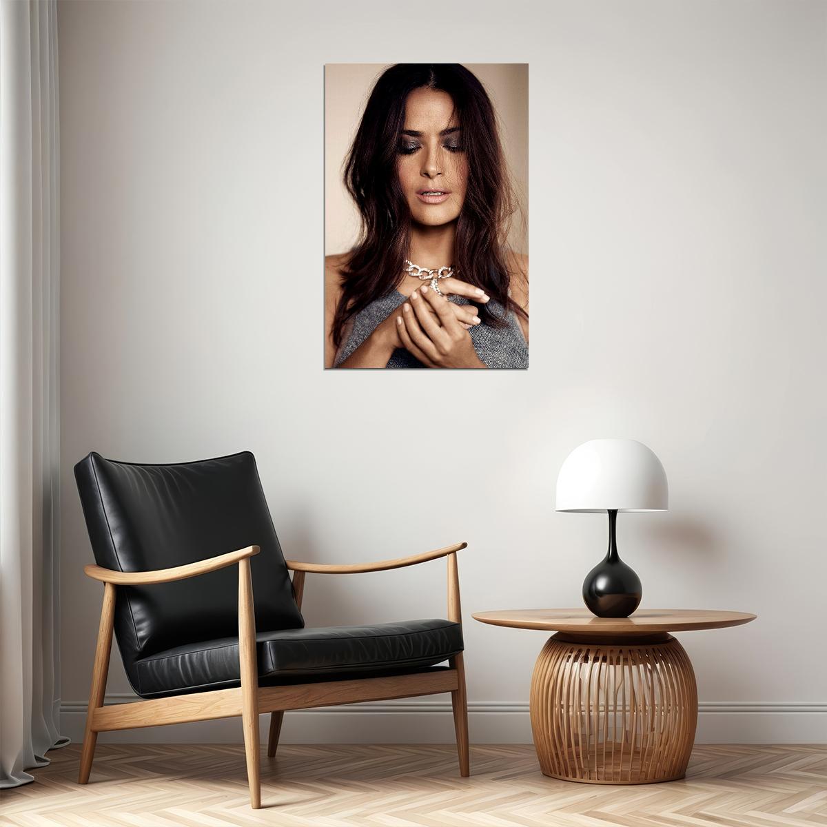 Actress Salma Hayek Black Low Cut Dress Poster Wall Art Print Home Wall Decor - xonomax