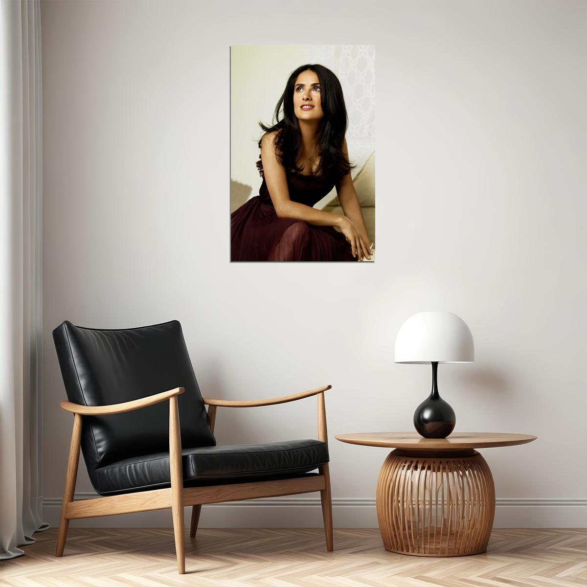 Actress Salma Hayek In Low Cut Dress Artist Poster Wall Art Print Home Wall Decor - xonomax