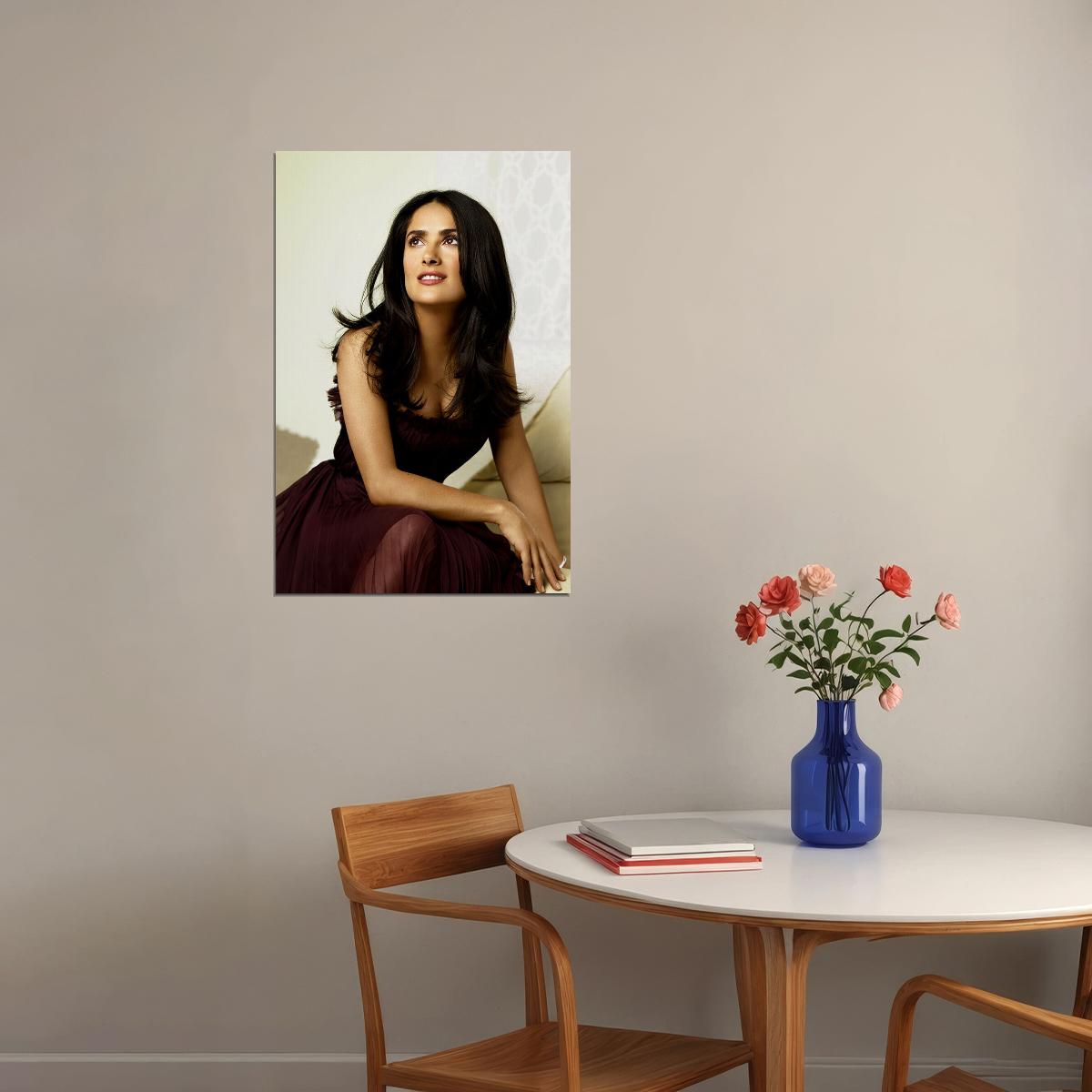 Actress Salma Hayek In Low Cut Dress Artist Poster Wall Art Print Home Wall Decor - xonomax