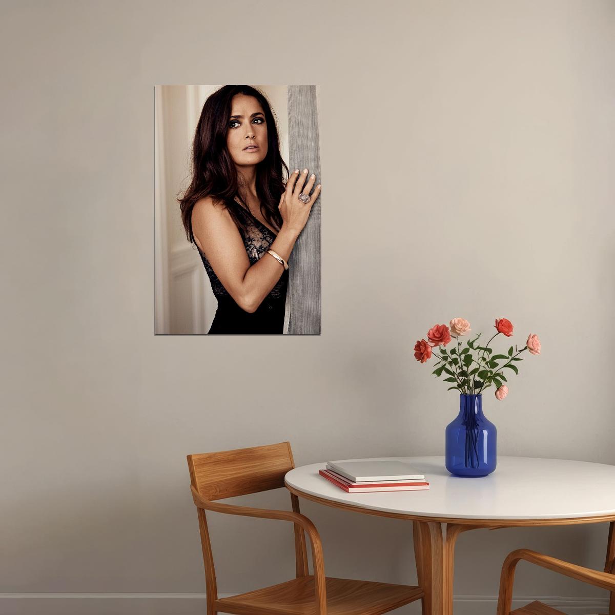 Actress Salma Hayek Black Low Cut Dress Poster Wall Art Print Home Wall Decor - xonomax