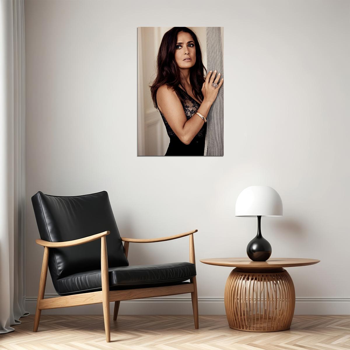 Actress Salma Hayek Black Low Cut Dress Poster Wall Art Print Home Wall Decor - xonomax