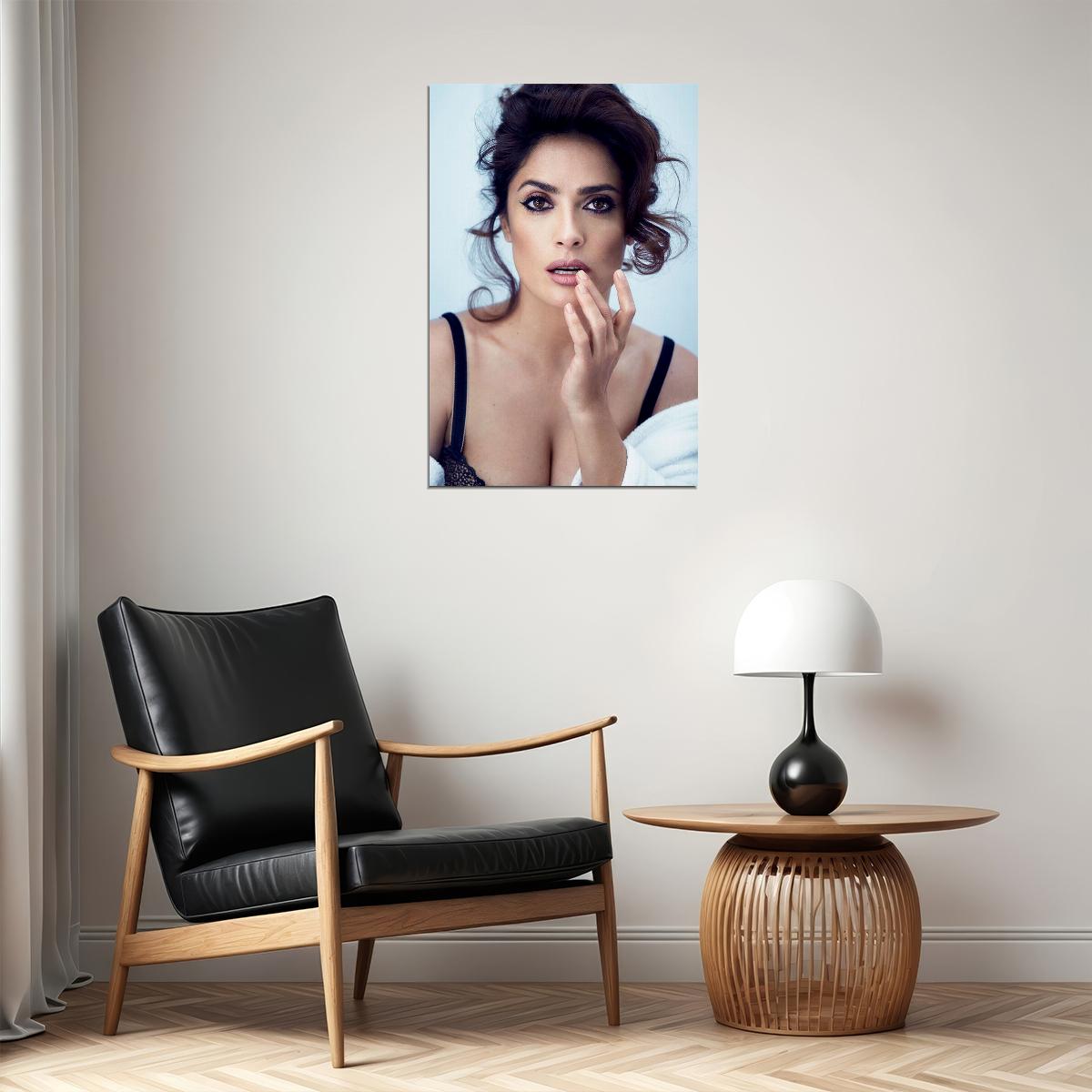 Actress Salma Hayek In Low Cut Dress Artist Poster Wall Art Print Home Wall Decor - xonomax
