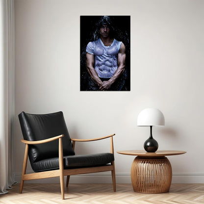 Waterfall Sexy Male Model Fashion Poster Wall Art Print Home Wall Decor - xonomax