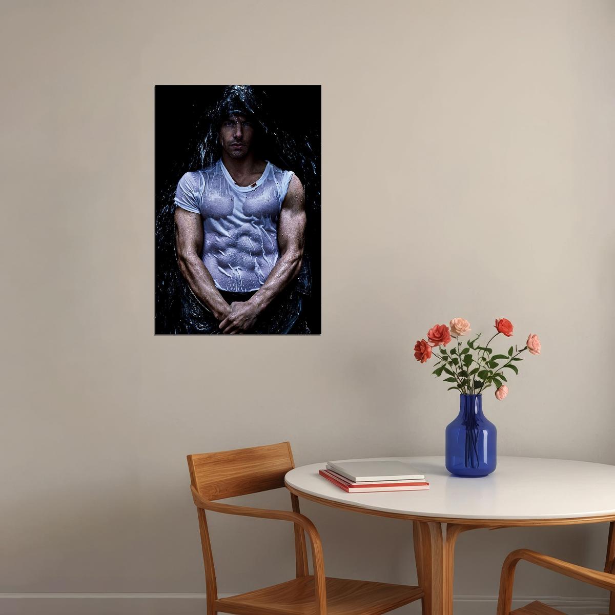 Waterfall Sexy Male Model Fashion Poster Wall Art Print Home Wall Decor - xonomax