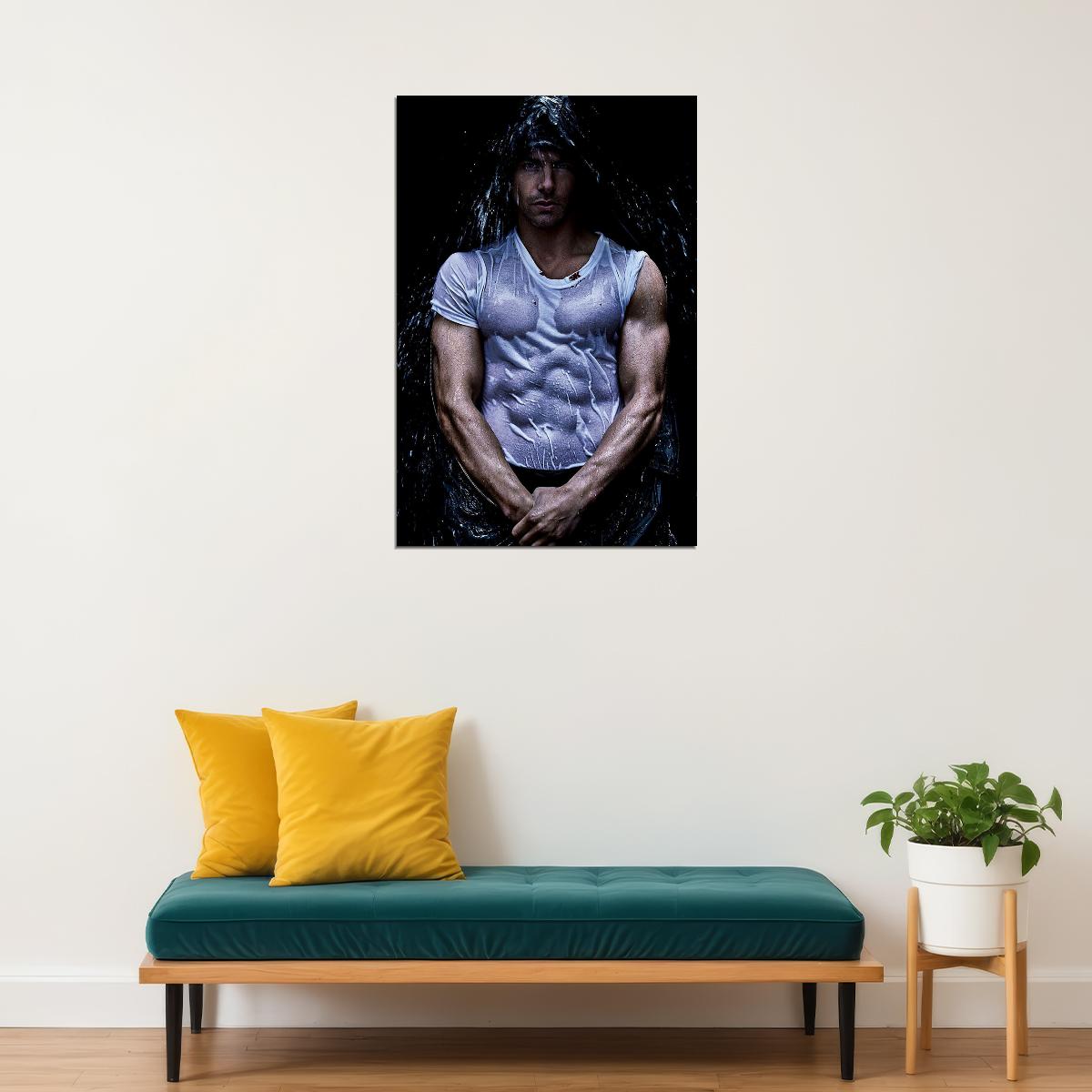 Waterfall Sexy Male Model Fashion Poster Wall Art Print Home Wall Decor - xonomax