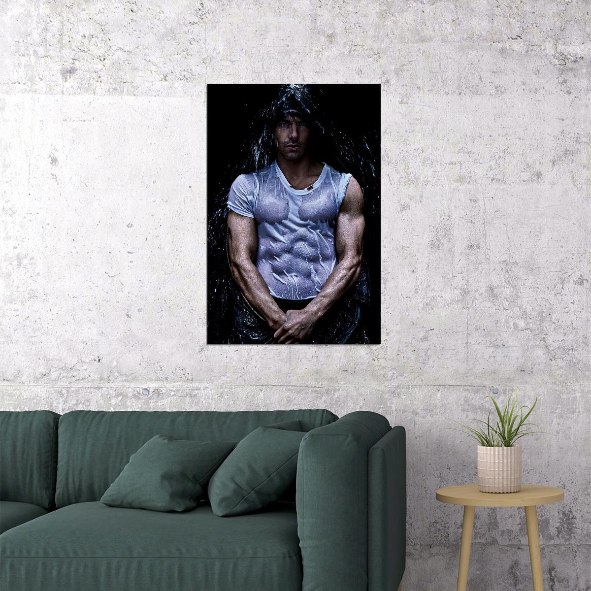 Waterfall Sexy Male Model Fashion Poster Wall Art Print Home Wall Decor - xonomax