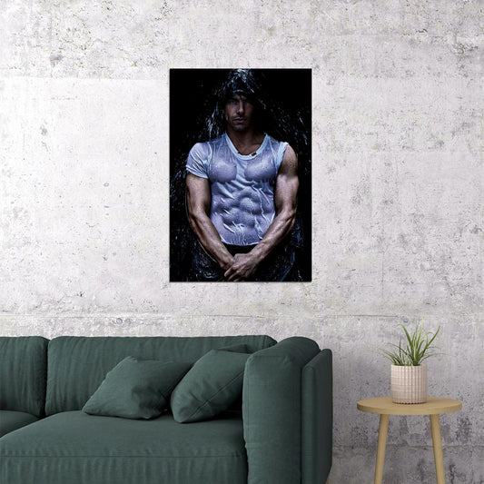 Waterfall Sexy Male Model Fashion Poster Wall Art Print Home Wall Decor - xonomax